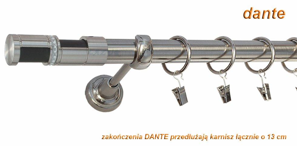 Karnisz DANTE Stal Nierdzewna, Pojedynczy 25 rura gładka - 140 cm - obrazek 3