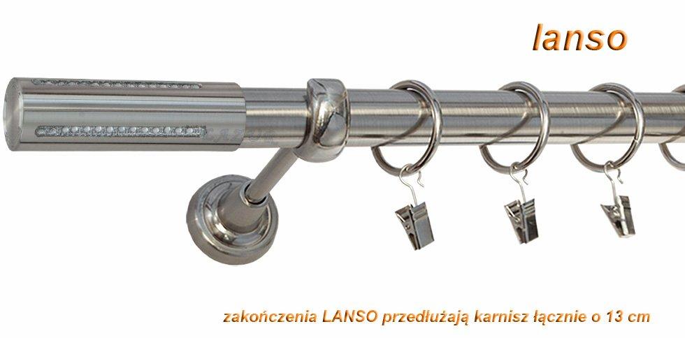 Karnisz LANSO Stal Nierdzewna, Pojedynczy 25 rura gładka - 360 cm - obrazek 3