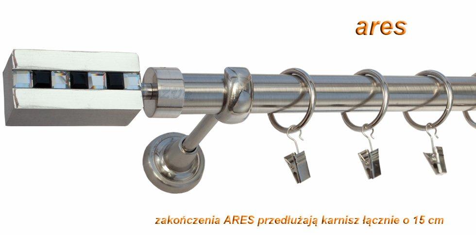 Karnisz ARES Stal Nierdzewna, Pojedynczy 25 rura gładka - 320 cm - obrazek 3