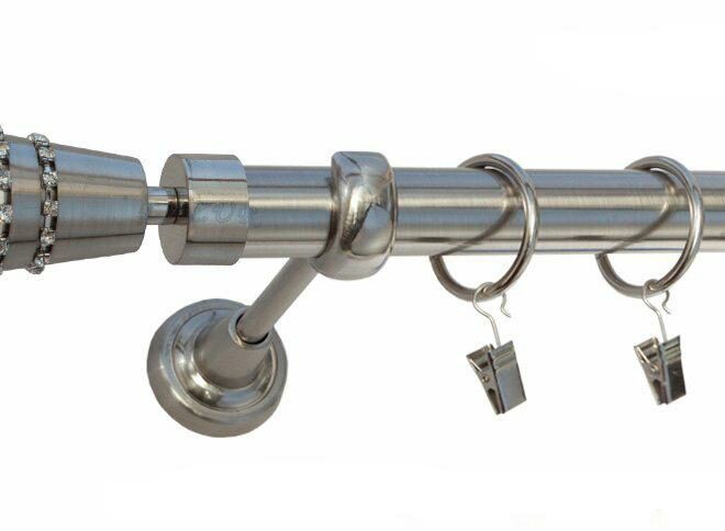 Karnisz ZEUS Stal Nierdzewna, Pojedynczy 25 rura gładka - 480 cm