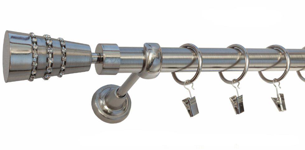 Karnisz ZEUS Stal Nierdzewna, Pojedynczy 25 rura gładka - 200 cm