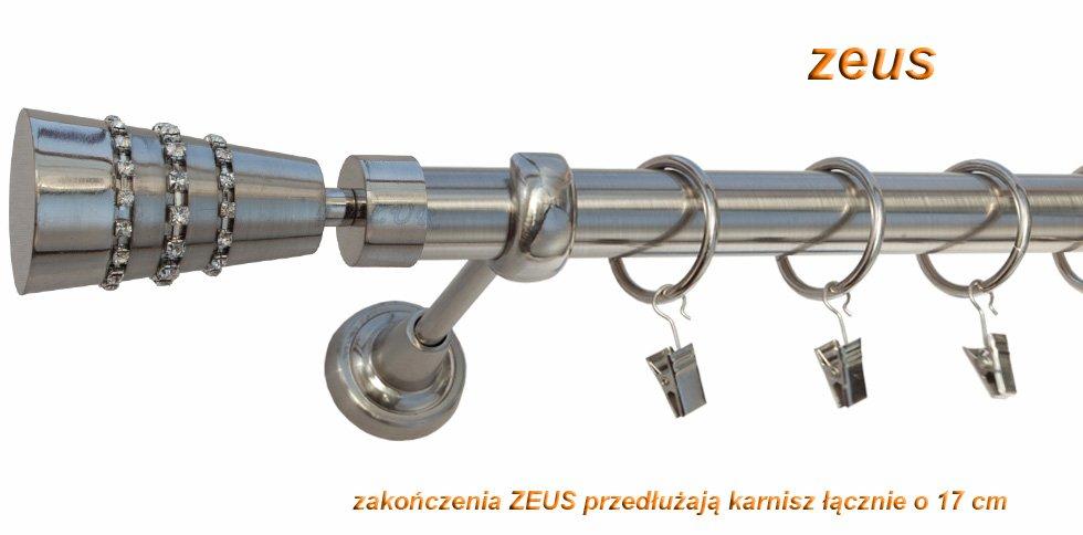 Karnisz ZEUS Stal Nierdzewna, Pojedynczy 25 rura gładka - 200 cm - obrazek 3