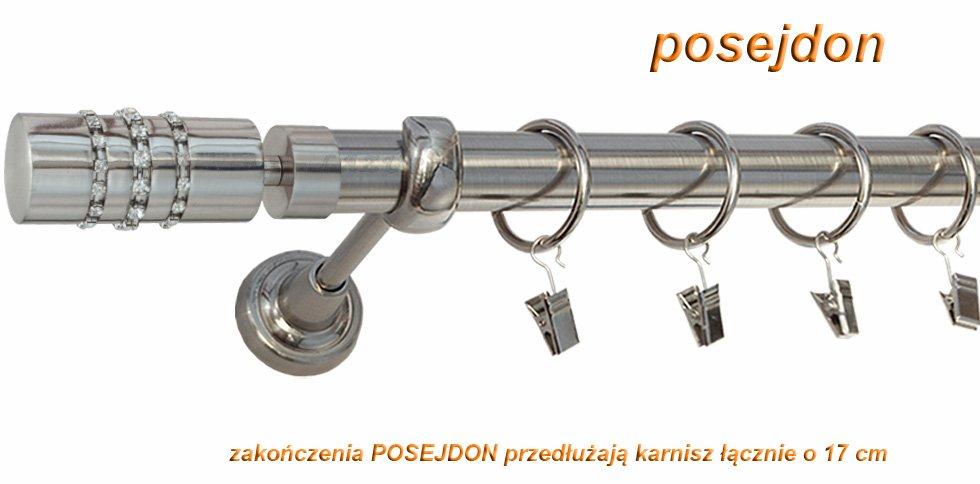 Karnisz POSEJDON Stal Nierdzewna, Pojedynczy 25 rura gładka - 360 cm - obrazek 3