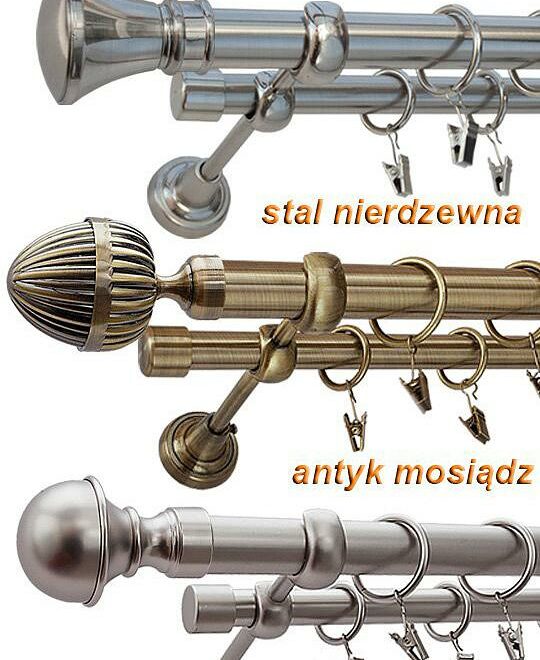 Alternative view of Karnisz TWISTER Antyk Mosiądz, Podwójny 25 +19 rura gładka - 160 cm