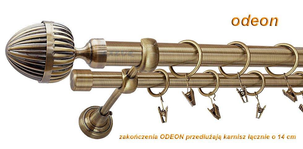 Karnisz ODEON Antyk Mosiądz, Podwójny 25 +19 rura gładka - 360 cm - obrazek 3