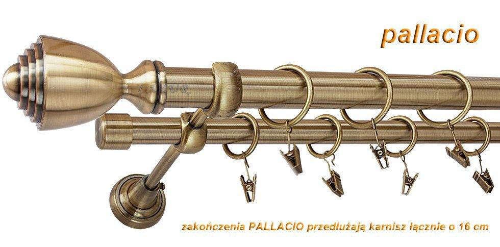 Karnisz PALLACIO Antyk Mosiądz, Podwójny 25 +19 rura gładka - 200 cm - obrazek 3