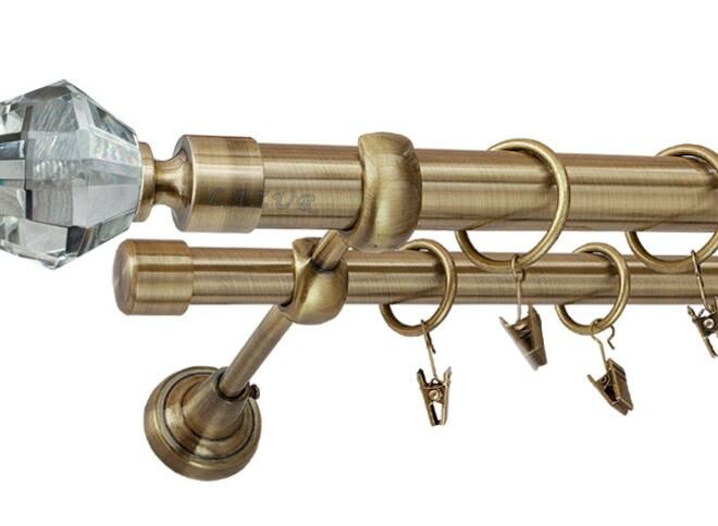 Karnisz VENETO Antyk Mosiądz, Podwójny 25 +19 rura gładka - 320 cm