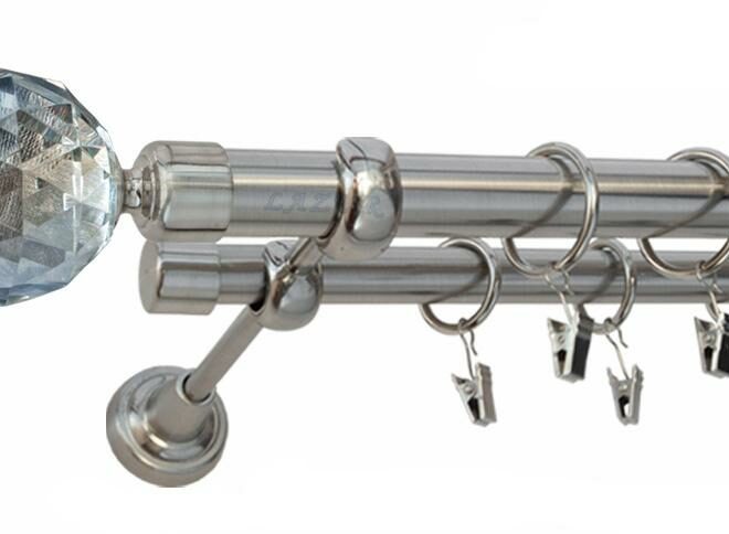 Karnisz PARYS Stal Nierdzewna, Podwójny 25 +19 rura gładka - 480 cm