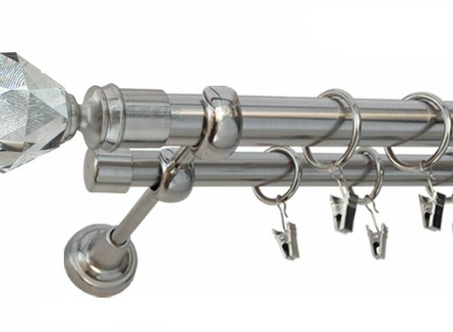 Karnisz TULIP Stal Nierdzewna, Podwójny 25 +19 rura gładka - 480 cm