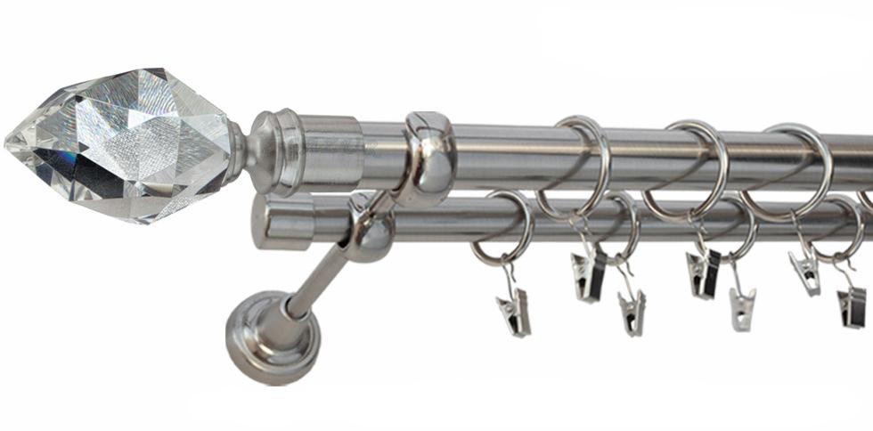 Karnisz TULIP Stal Nierdzewna, Podwójny 25 +19 rura gładka - 360 cm