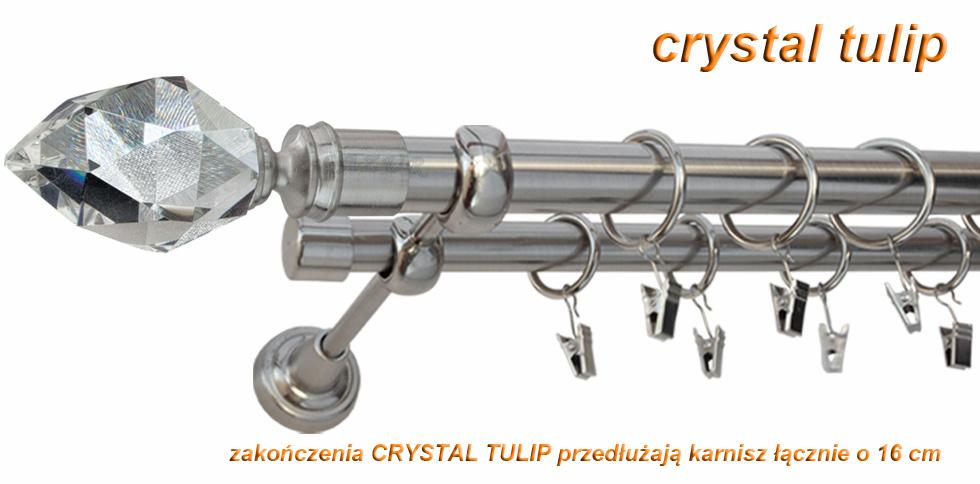 Karnisz TULIP Stal Nierdzewna, Podwójny 25 +19 rura gładka - 360 cm - obrazek 3