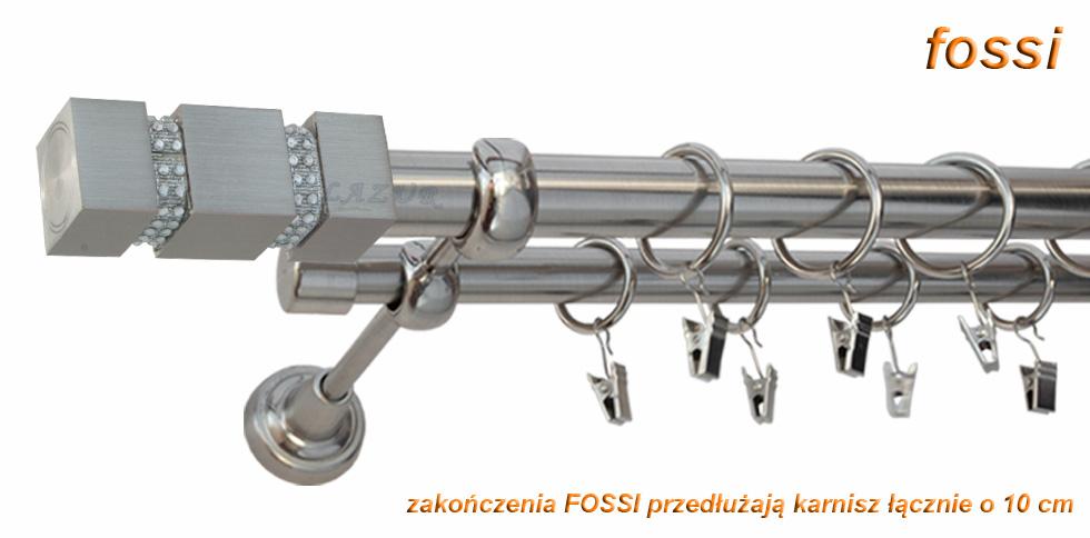 Karnisz FOSSI Stal Nierdzewna, Podwójny 25 +19 rura gładka - 360 cm - obrazek 3