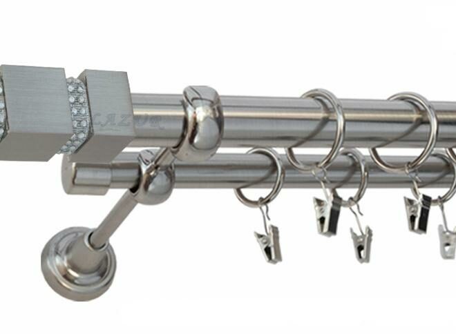 Karnisz FOSSI Stal Nierdzewna, Podwójny 25 +19 rura gładka - 340 cm