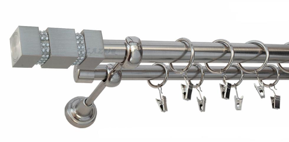 Karnisz FOSSI Stal Nierdzewna, Podwójny 25 +19 rura gładka - 360 cm