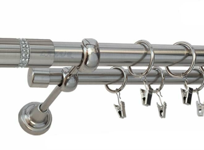 Karnisz ROSETTI Stal Nierdzewna, Podwójny 25 +19 rura gładka - 480 cm