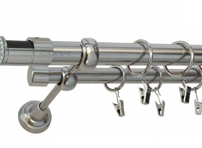 Karnisz DANTE Stal Nierdzewna, Podwójny 25 +19 rura gładka - 480 cm