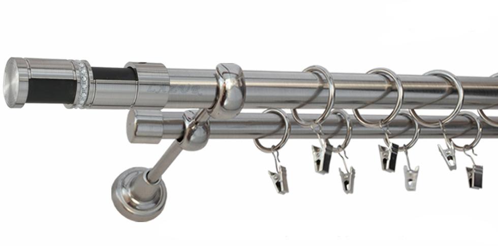 Karnisz DANTE Stal Nierdzewna, Podwójny 25 +19 rura gładka - 360 cm