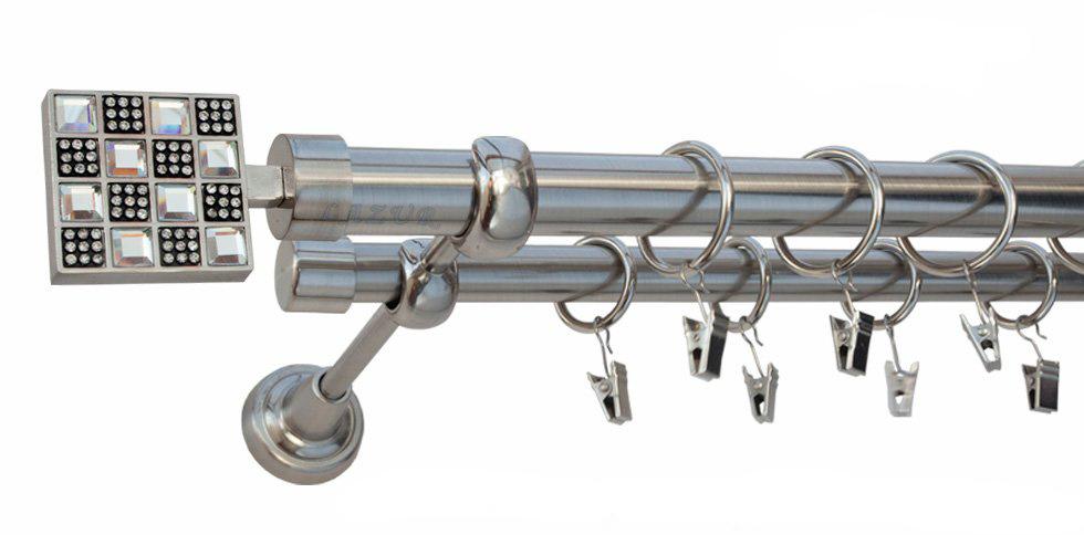 Karnisz HELIOS Stal Nierdzewna, Podwójny 25 +19 rura gładka - 240 cm