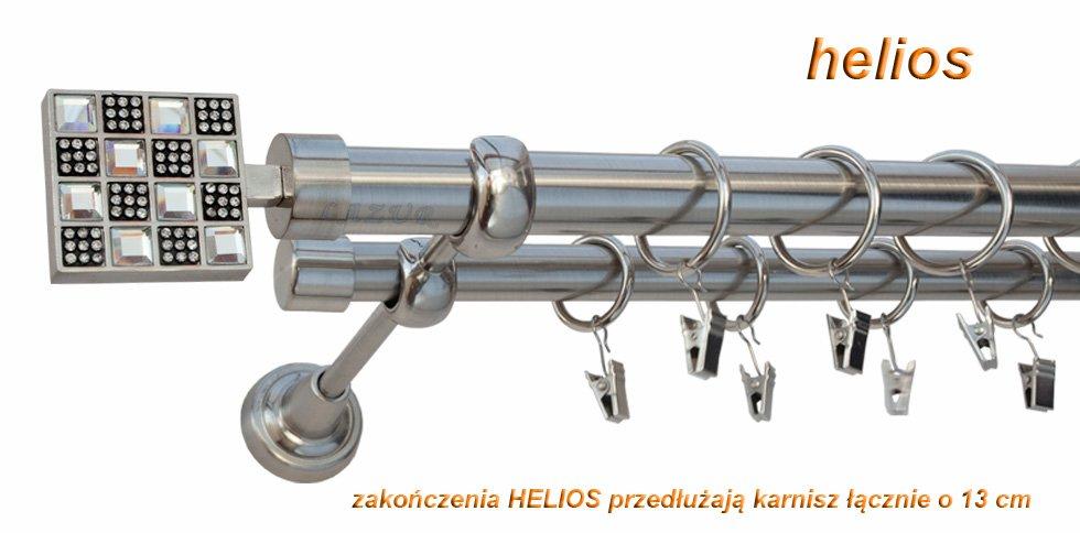 Karnisz HELIOS Stal Nierdzewna, Podwójny 25 +19 rura gładka - 240 cm - obrazek 3