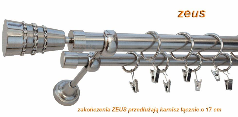 Karnisz ZEUS Stal Nierdzewna, Podwójny 25 +19 rura gładka - 300 cm - obrazek 3
