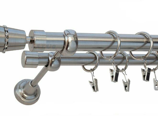 Karnisz ZEUS Stal Nierdzewna, Podwójny 25 +19 rura gładka - 340 cm