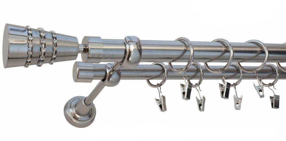 Karnisz ZEUS Stal Nierdzewna, Podwójny 25 +19 rura gładka - 300 cm