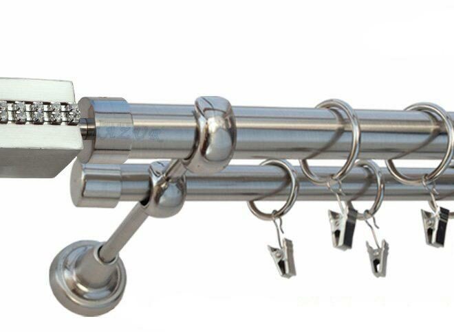 Karnisz ZEFIR Stal Nierdzewna, Podwójny 25 +19 rura gładka - 260 cm