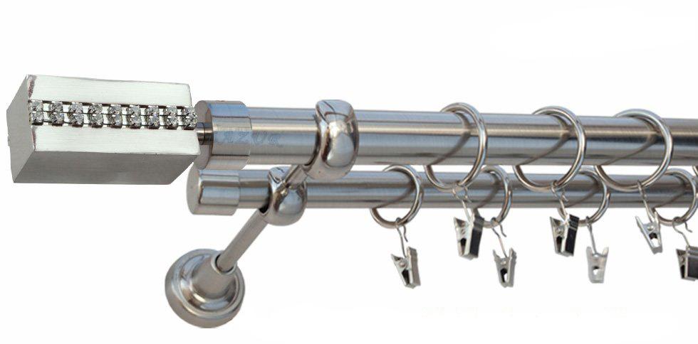 Karnisz ZEFIR Stal Nierdzewna, Podwójny 25 +19 rura gładka - 140 cm