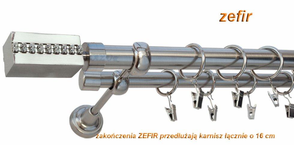 Karnisz ZEFIR Stal Nierdzewna, Podwójny 25 +19 rura gładka - 140 cm - obrazek 3