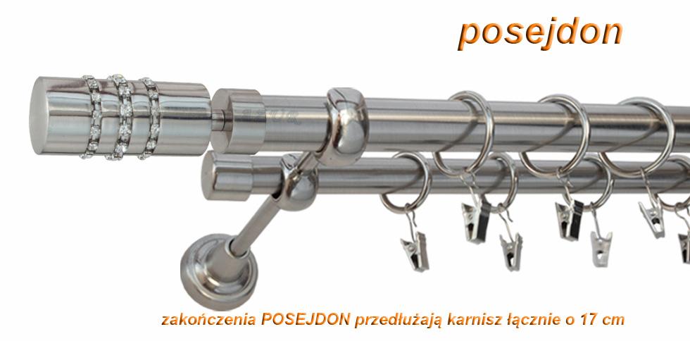 Karnisz POSEJDON Stal Nierdzewna, Podwójny 25 +19 rura gładka - 300 cm - obrazek 3