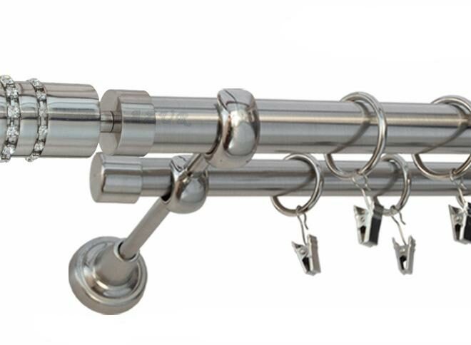 Karnisz POSEJDON Stal Nierdzewna, Podwójny 25 +19 rura gładka - 480 cm