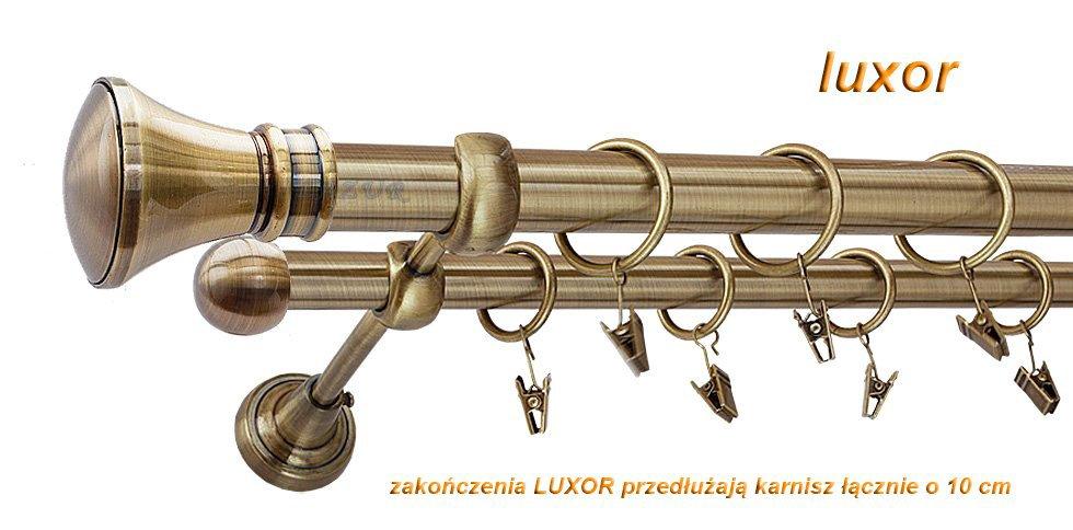 Karnisz LUXOR Antyk Mosiądz, Podwójny 25 +16 rura gładka - 320 cm - obrazek 3