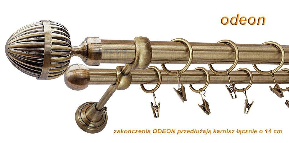 Karnisz ODEON Antyk Mosiądz, Podwójny 25 +16 rura gładka - 360 cm - obrazek 3