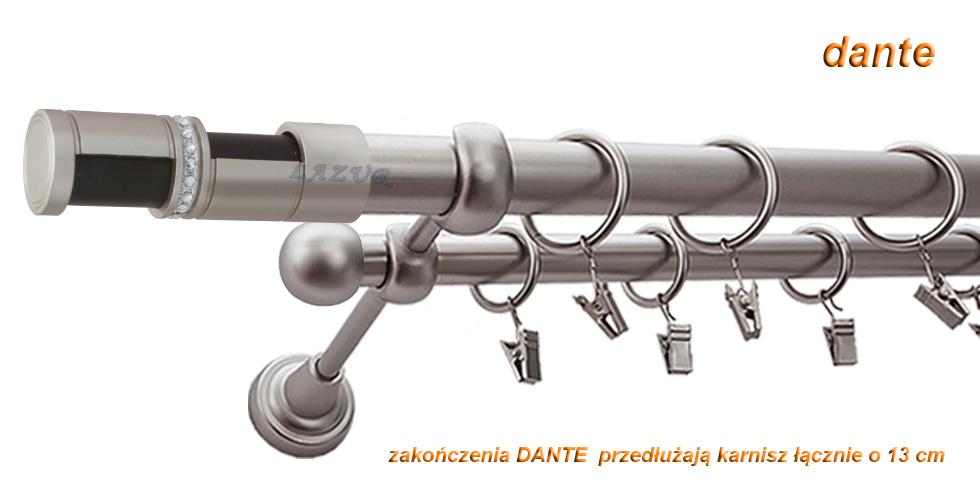 Karnisz DANTE Satyna Nikiel, Podwójny 25 +16 rura gładka - 360 cm - obrazek 3