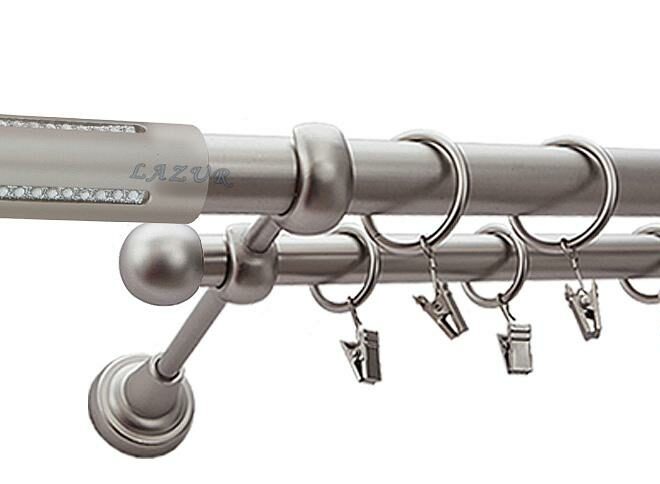 Karnisz LANSO Satyna Nikiel, Podwójny 25 +16 rura gładka - 480 cm