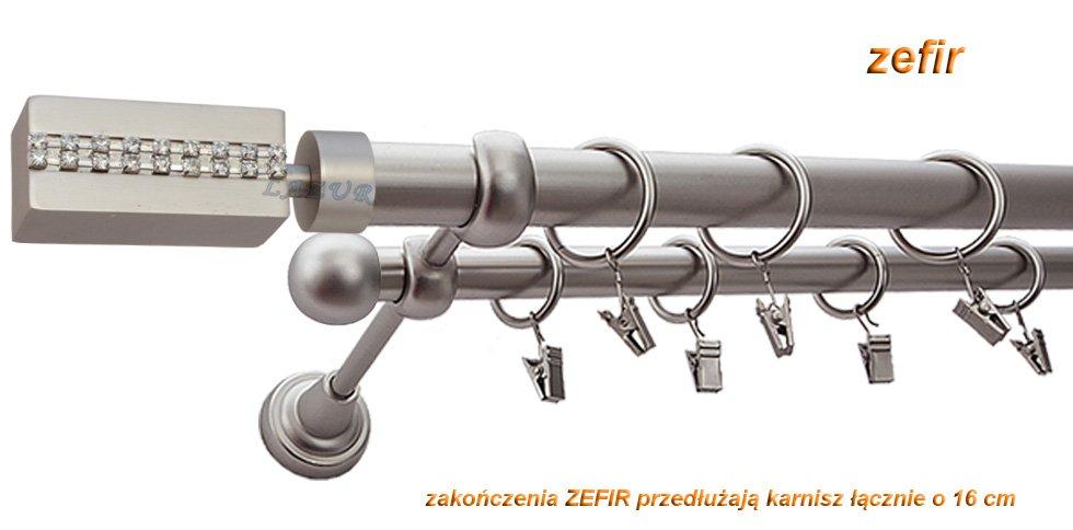 Karnisz ZEFIR Satyna Nikiel, Podwójny 25 +16 rura gładka - 300 cm - obrazek 3