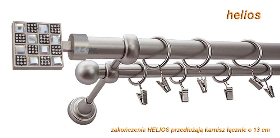 Karnisz HELIOS Satyna Nikiel, Podwójny 25 +16 rura gładka - 360 cm - obrazek 3