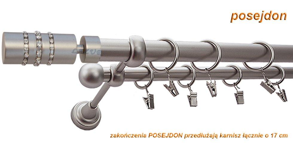 Karnisz POSEJDON Satyna Nikiel, Podwójny 25 +16 rura gładka - 440 cm - obrazek 3