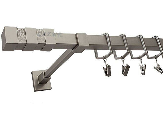 Karnisz NEPTUN Satyna Nikiel, Pojedynczy 20 KWADRO - 340 cm