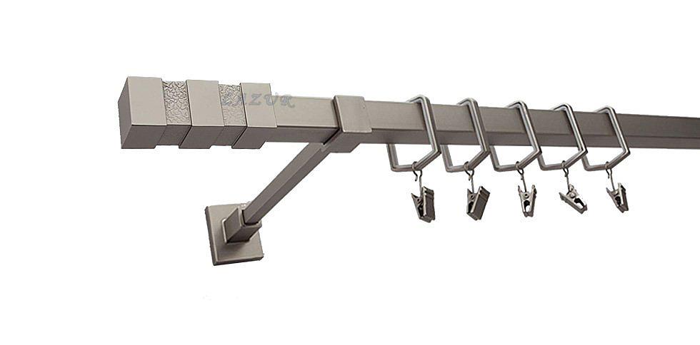 Karnisz NEPTUN Satyna Nikiel, Pojedynczy 20 KWADRO - 320 cm