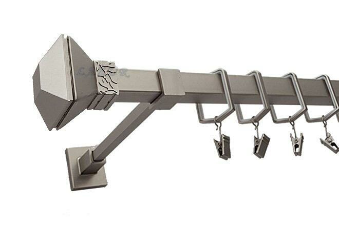 Karnisz MERCURY Satyna Nikiel, Pojedynczy 20 KWADRO - 480 cm