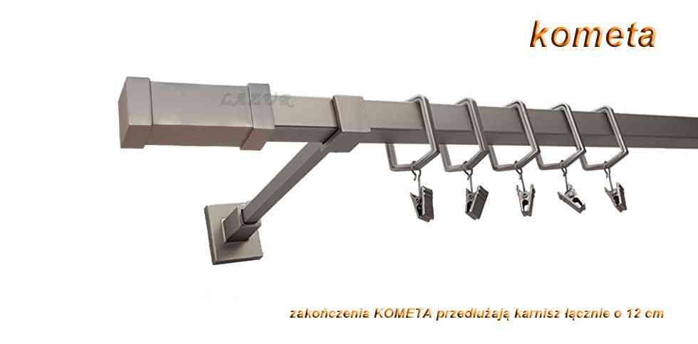 Karnisz KOMETA Satyna Nikiel, Pojedynczy 20 KWADRO - 120 cm - obrazek 3