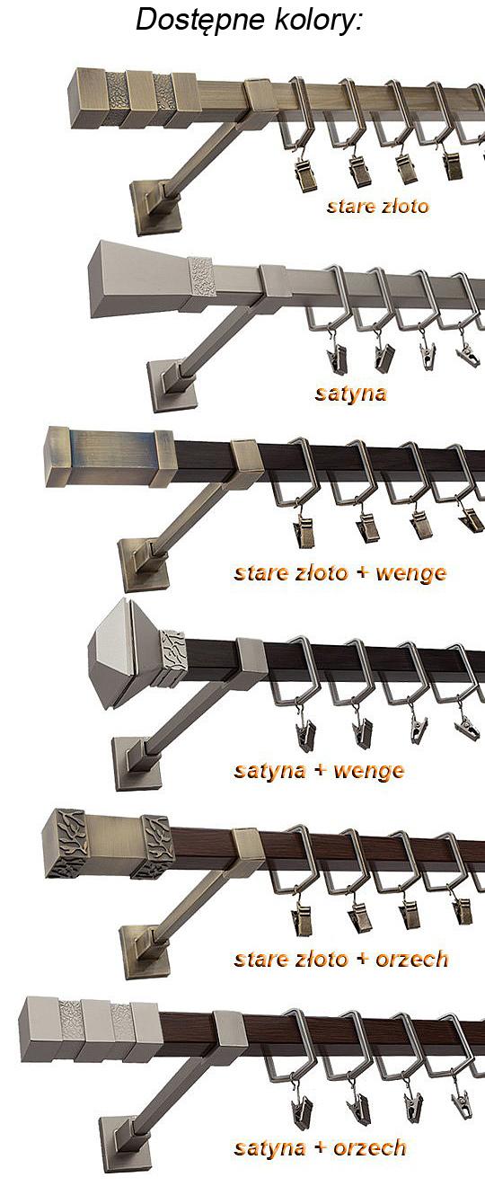 Karnisz MERCURY Stare Złoto, Pojedynczy 20 KWADRO - 120 cm - obrazek 2