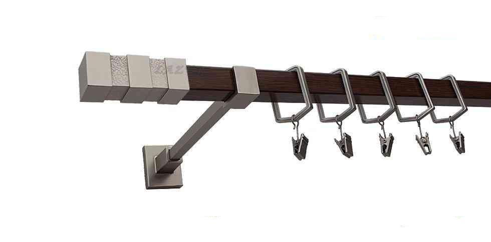 Karnisz NEPTUN Satyna + Orzech, Pojedynczy 20 KWADRO - 120 cm