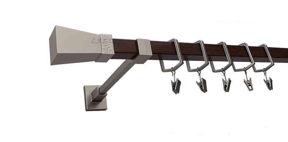 Karnisz MARS Satyna + Orzech, Pojedynczy 20 KWADRO - 160 cm