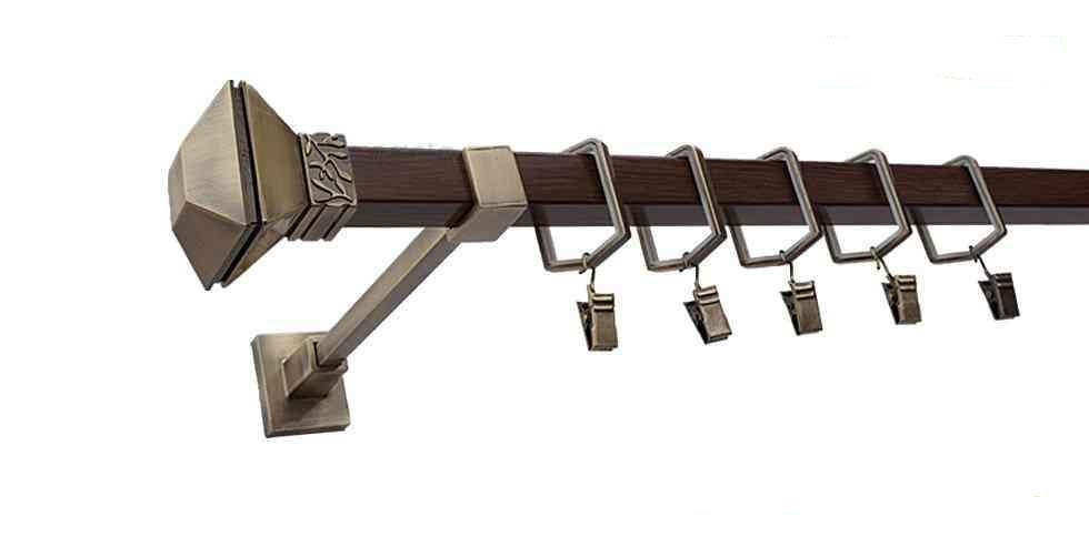 Karnisz MERCURY Stare Złoto + Orzech, Pojedynczy 20 KWADRO - 300 cm