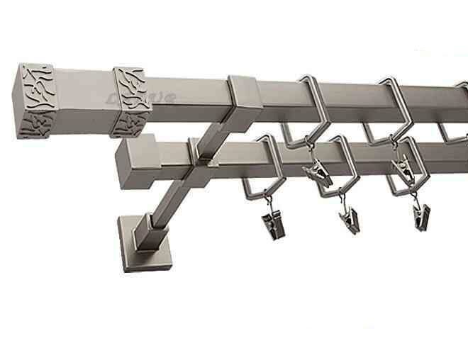 Karnisz VENUS Satyna Nikiel, Podwójny 20 + 20 mm KWADRO - 340 cm