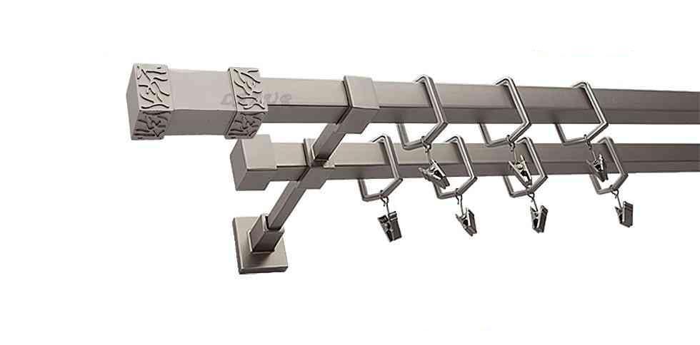 Karnisz VENUS Satyna Nikiel, Podwójny 20 + 20 mm KWADRO - 220 cm