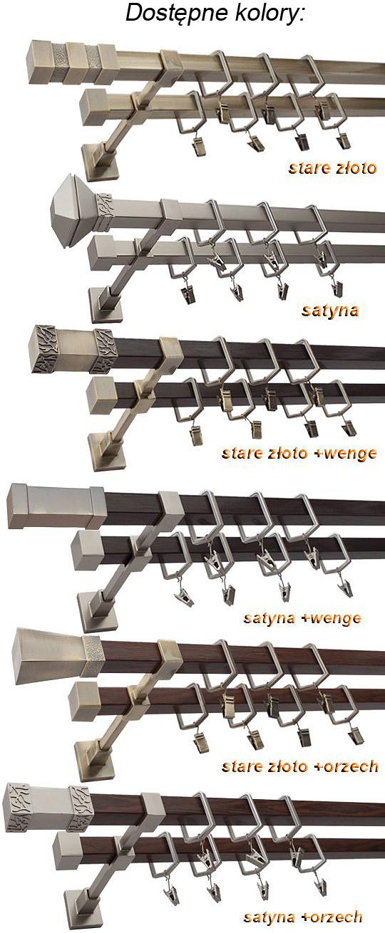 Karnisz SATURN Satyna Nikiel, Podwójny 20 + 20 mm KWADRO - 160 cm - obrazek 2
