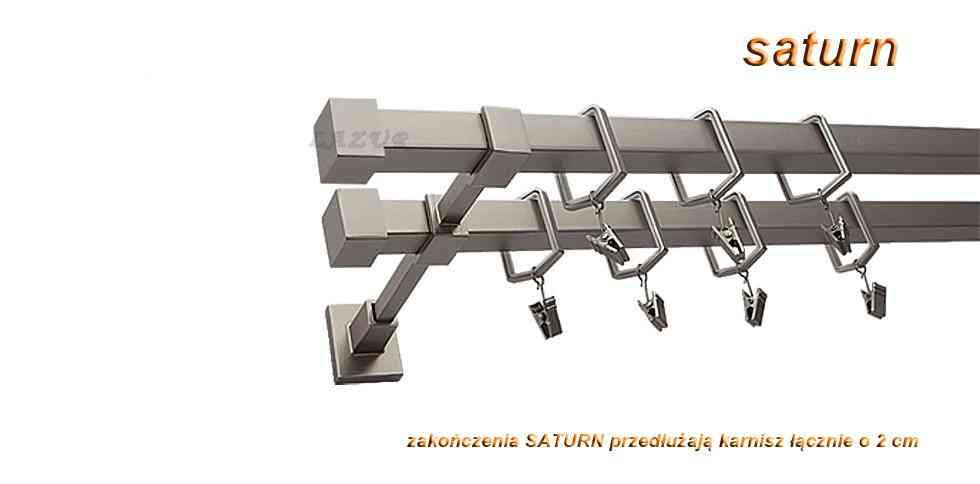 Karnisz SATURN Satyna Nikiel, Podwójny 20 + 20 mm KWADRO - 160 cm - obrazek 3